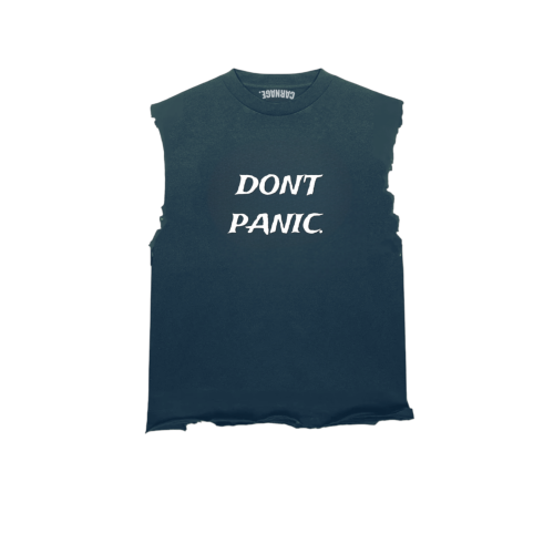 Tank bleu DON'T PANIC blanc